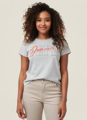 T-shirt sérigraphie floquée manches courtes gris PEPE JEANS femme