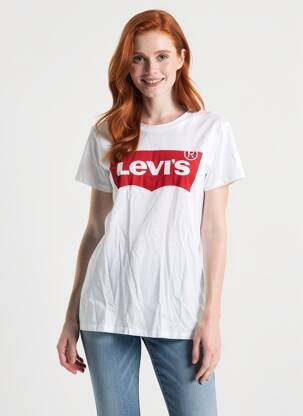 T-shirt sérigraphie floquée manches courtes blanc LEVI'S femme