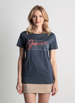 T-shirt sérigraphie manches courtes bleu PEPE JEANS femme