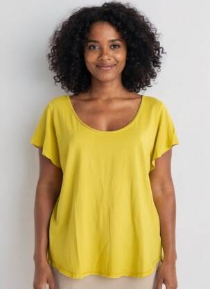 T-shirt stretch manches courtes jaune DESIGUAL femme