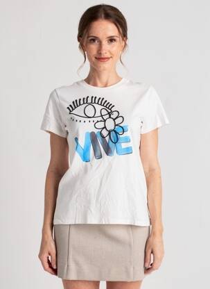 T-shirt sérigraphie manches courtes blanc DESIGUAL femme