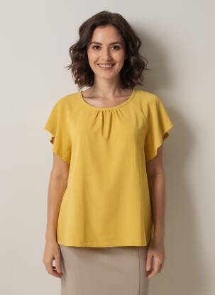 Blouse col rond manches courtes jaune MOLLY BRACKEN femme