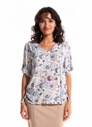 Blouse tissage popeline manches courtes blanc ESPRIT DE LA MER femme