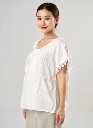 Blouse tissage popeline manches courtes blanc MOLLY BRACKEN femme