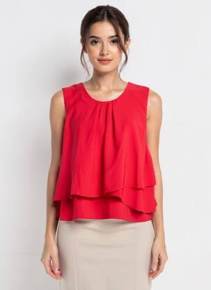 Top coupe fluide sans manche rouge PEPE JEANS femme