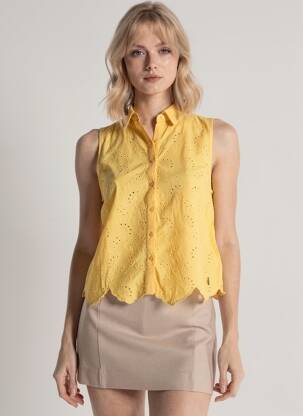Chemisier tissage popeline sans manche jaune PEPE JEANS femme