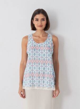Top imprimé fantaisie sans manche bleu PEPE JEANS femme