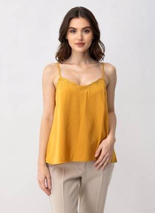 Top stretch fines bretelles jaune GRACE & MILA femme