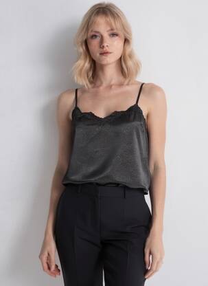Top manches bretelles ajustables fines bretelles noir LA PETITE ETOILE femme