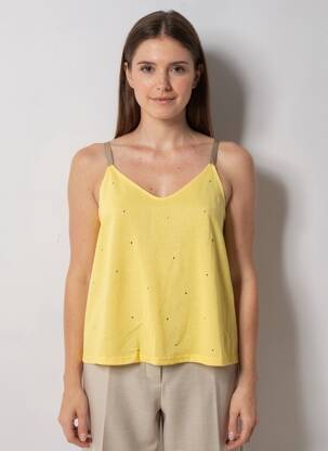 Top stretch fines bretelles jaune GRACE & MILA femme