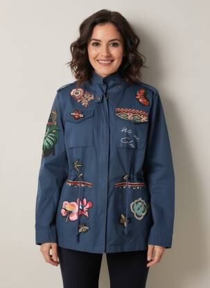Veste casual coupe droite bleu DESIGUAL femme