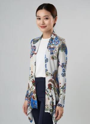 Gilet manches longues col v bleu DESIGUAL femme