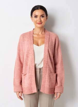 Gilet manches longues col v rose TBS femme