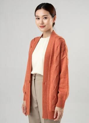 Gilet manches longues fermeture boutonnée sur le devant orange ESPRIT DE LA MER femme