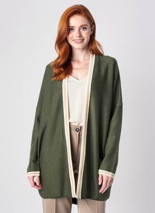 Gilet manches longues col v vert GRACE & MILA femme