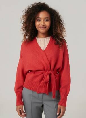 Gilet manches longues coupe cintrée rouge GRACE & MILA femme