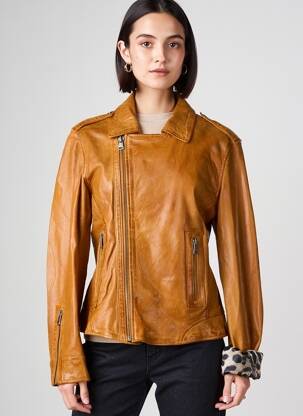 Veste en cuir poches marron OAKWOOD femme
