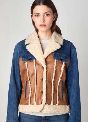 Veste en cuir poches bleu DESIGUAL femme