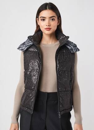 Doudoune poches a capuche noir DESIGUAL femme