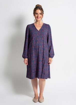 Robe mi-longue imprimé fantaisie manches longues bleu ESPRIT DE LA MER femme