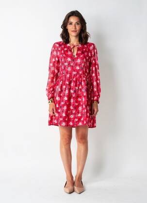 Robe courte manches longues manches longues rouge LA PETITE ETOILE femme