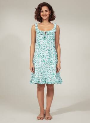 Robe mi-longue imprimé fantaisie fines bretelles vert MOLLY BRACKEN femme