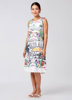Robe mi-longue sans manche sans manche blanc DESIGUAL femme