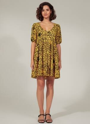 Robe courte manches courtes manches courtes jaune DESIGUAL femme
