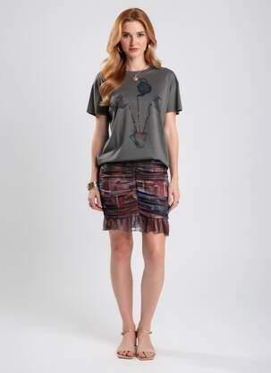 Robe courte manches courtes manches courtes gris DESIGUAL femme