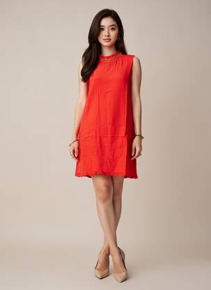 Robe courte sans manche sans manche rouge GRACE & MILA femme