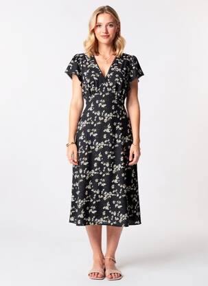 Robe mi-longue imprimé fantaisie manches courtes noir LEVI'S femme