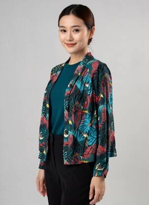 Veste casual coupe droite bleu PAKO LITTO femme
