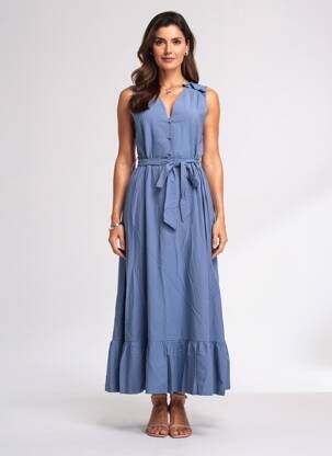 Robe longue sans manche sans manche bleu MOLLY BRACKEN femme