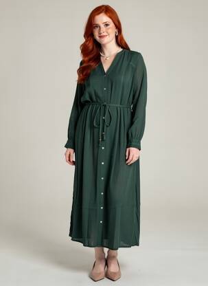 Robe longue manches longues manches longues vert LA PETITE ETOILE femme