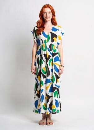 Robe longue imprimé fantaisie manches courtes vert LES TROPEZIENNES PAR M.BELARBI femme