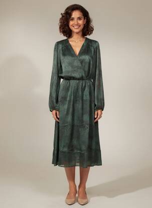 Robe mi-longue imprimé fantaisie manches longues vert LPB LES PETITES BOMBES  femme