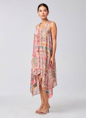 Robe mi-longue coupe fluide sans manche rose LPB LES PETITES BOMBES  femme