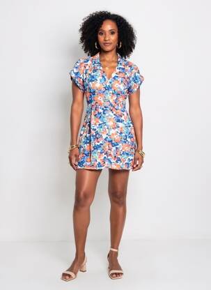 Robe courte manches courtes manches courtes bleu MOLLY BRACKEN femme