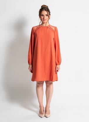 Robe courte manches longues manches longues orange MOLLY BRACKEN femme
