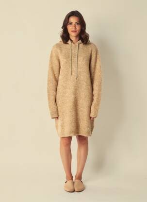 Robe pull coupe droite manches longues beige LPB LES PETITES BOMBES  femme