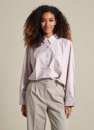 Chemisier tissage popeline manches longues violet LE TEMPS DES CERISES femme