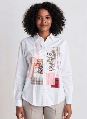 Chemisier coupe cintrée manches longues blanc DESIGUAL femme