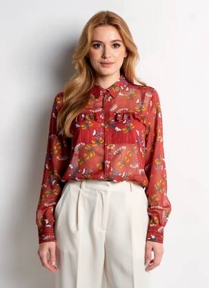 Chemisier imprimé fleurs manches longues orange LPB LES PETITES BOMBES  femme