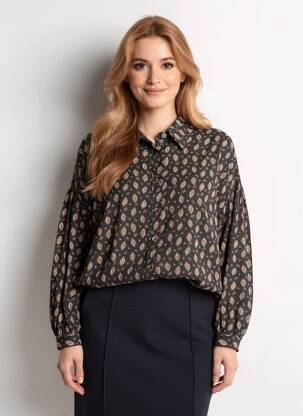 Chemisier tissage crêpe manches longues noir MOLLY BRACKEN femme