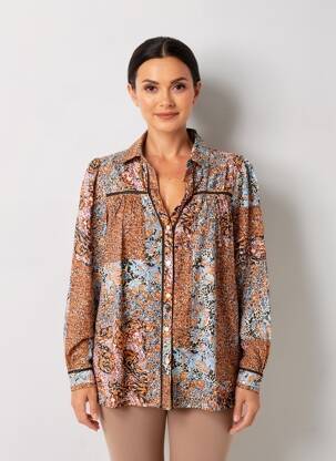 Chemisier coupe cintrée manches longues orange RUE MAZARINE femme