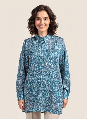 Tunique manches longues légère et transparente bleu MOLLY BRACKEN femme
