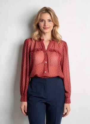 Chemisier imprimé fleurs manches longues rouge PEPE JEANS femme