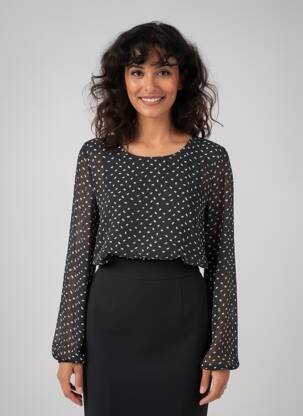 Blouse col rond manches longues noir MOLLY BRACKEN femme