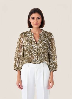 Chemisier tissage crêpe manches 3/4 vert LA PETITE ETOILE femme