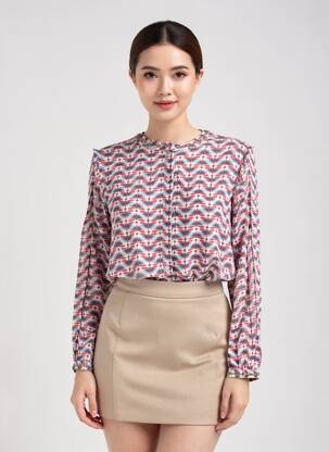 Chemisier col mao manches longues rouge PEPE JEANS femme